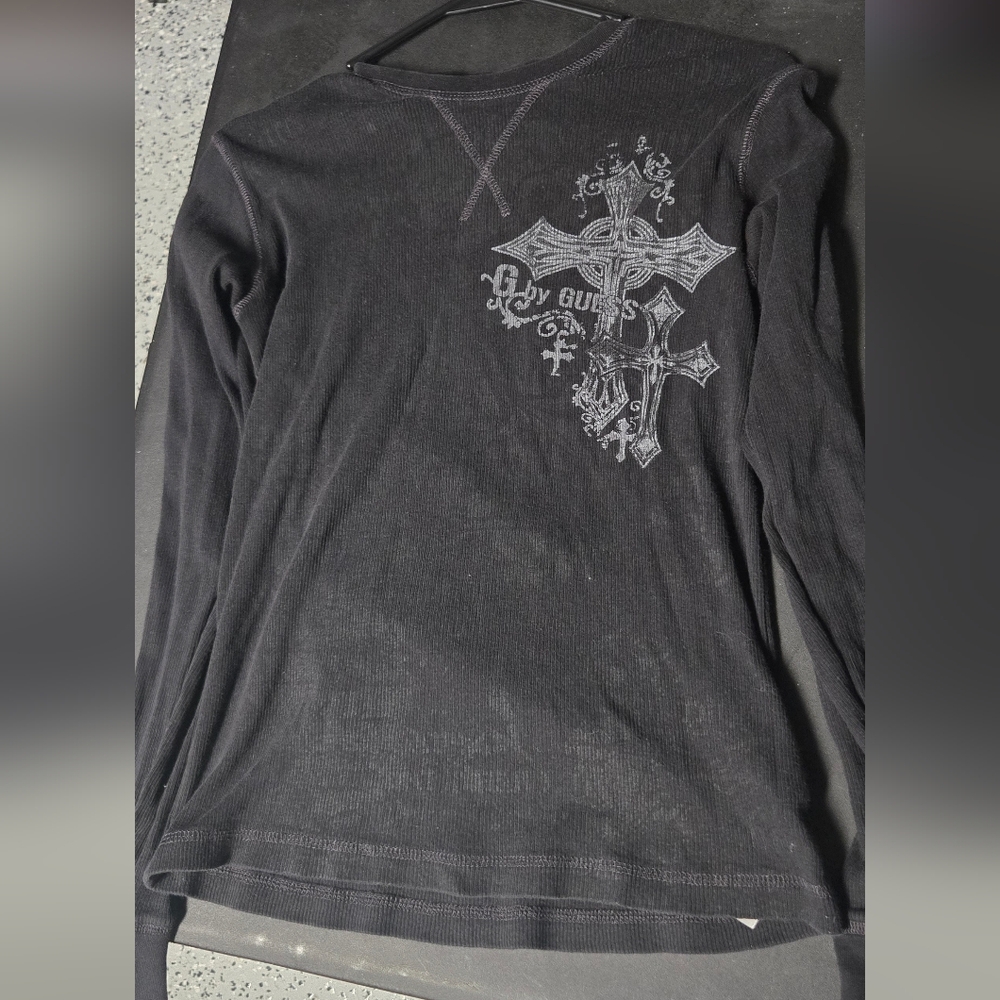 G By Guess Black Graphic Thermal Long Sleeve